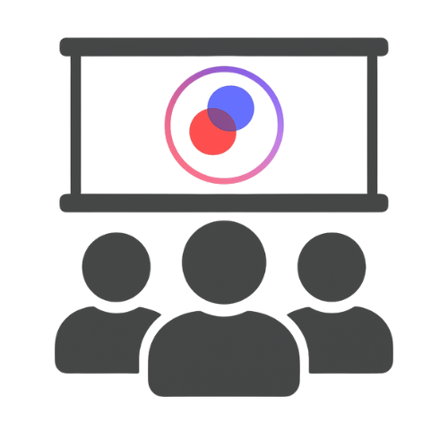 3 personen die naar een Athlete360 presentatie kijken