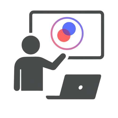 Een persoon die een webinar geeft met het Athlete360 logo op het bord